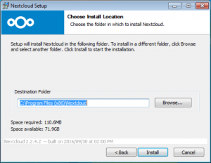 Select destination directory